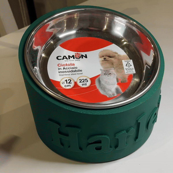 Erhöhter Katzennapf mit Namen - Klassisch
