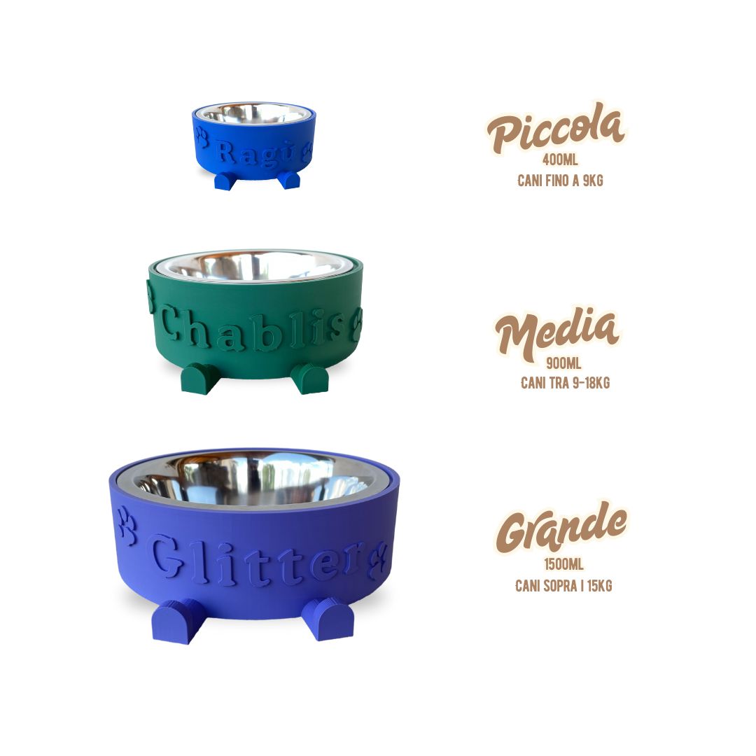 misura ciotole per cani piccola media e grande