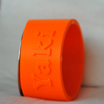 Ciotola inclinata con Nome per gatti rialzata arancione