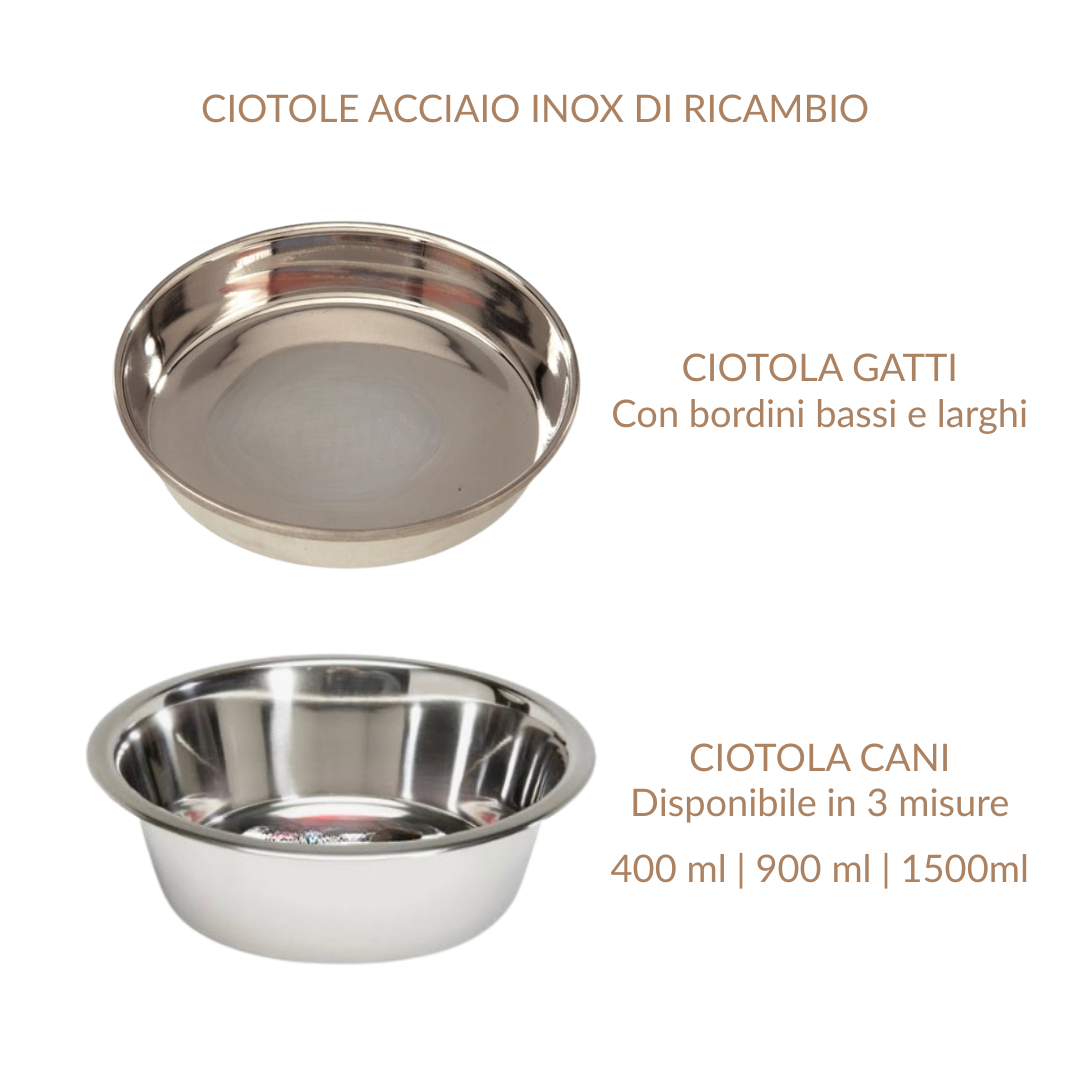 Schema misure e dimensioni ciotole di ricambio acciaio inox
